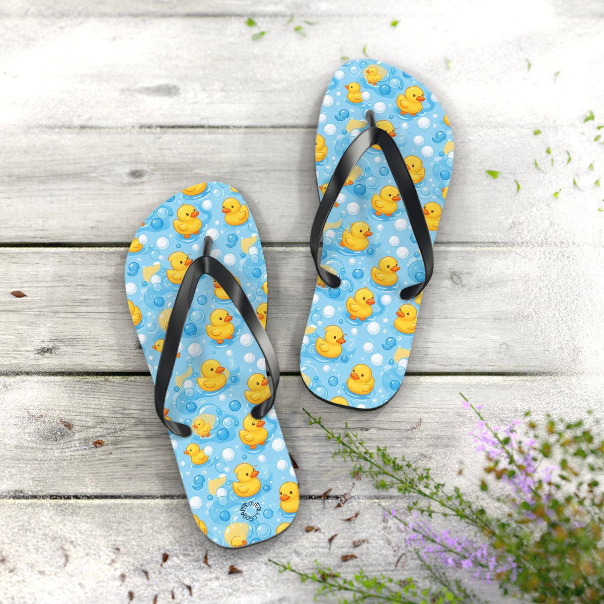 Rubber Duck Pattern Flip Flops – Cute Blue Bubble Beach Sandals