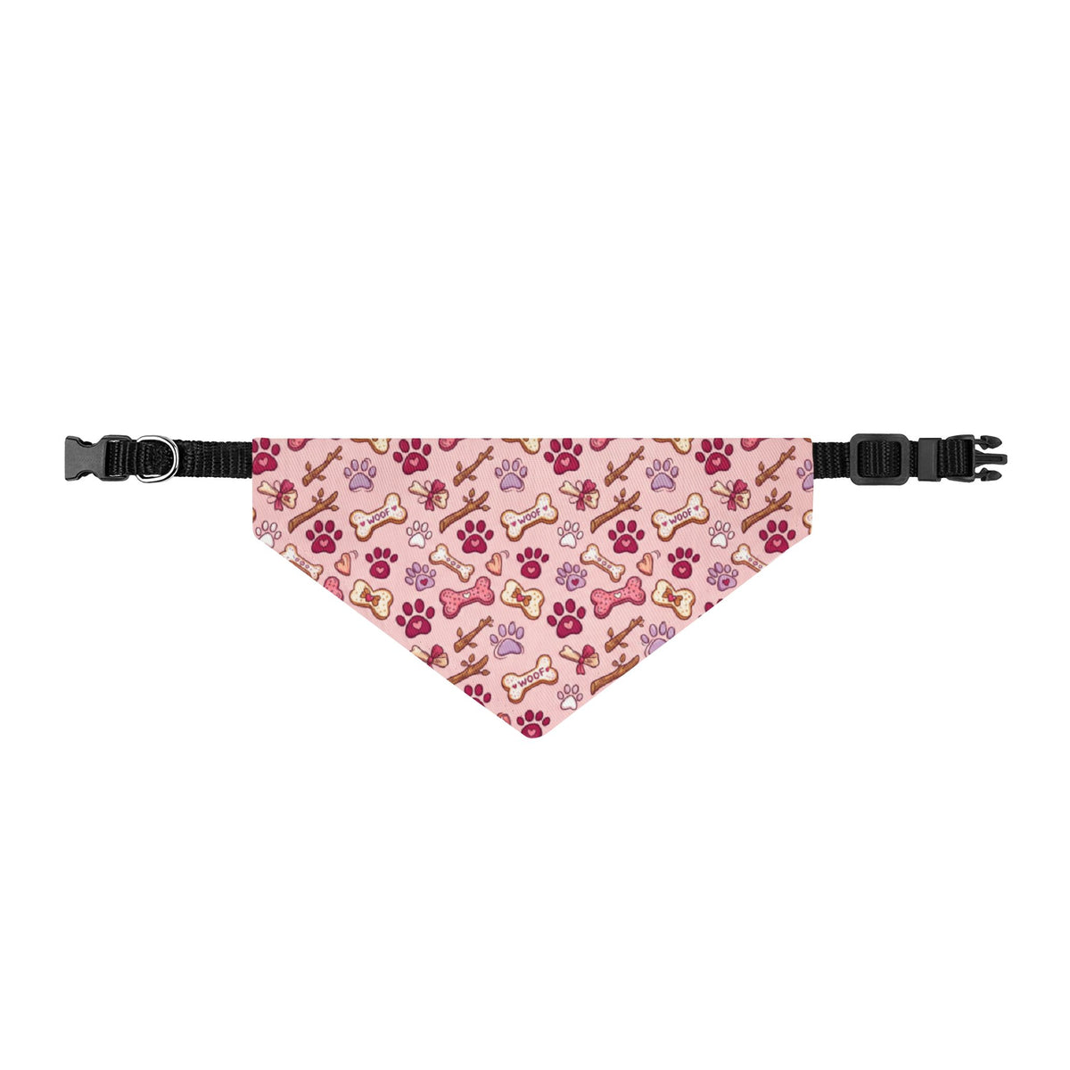 Pink Paw & Bones Clip-On Pet Bandana — Cute Dog Accessory