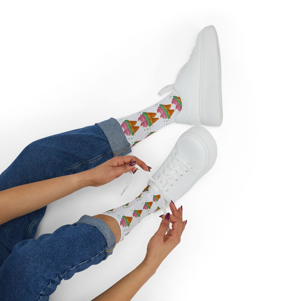 Ice Cream Cone Sublimation Socks — Fun Dessert Pattern Crew Socks