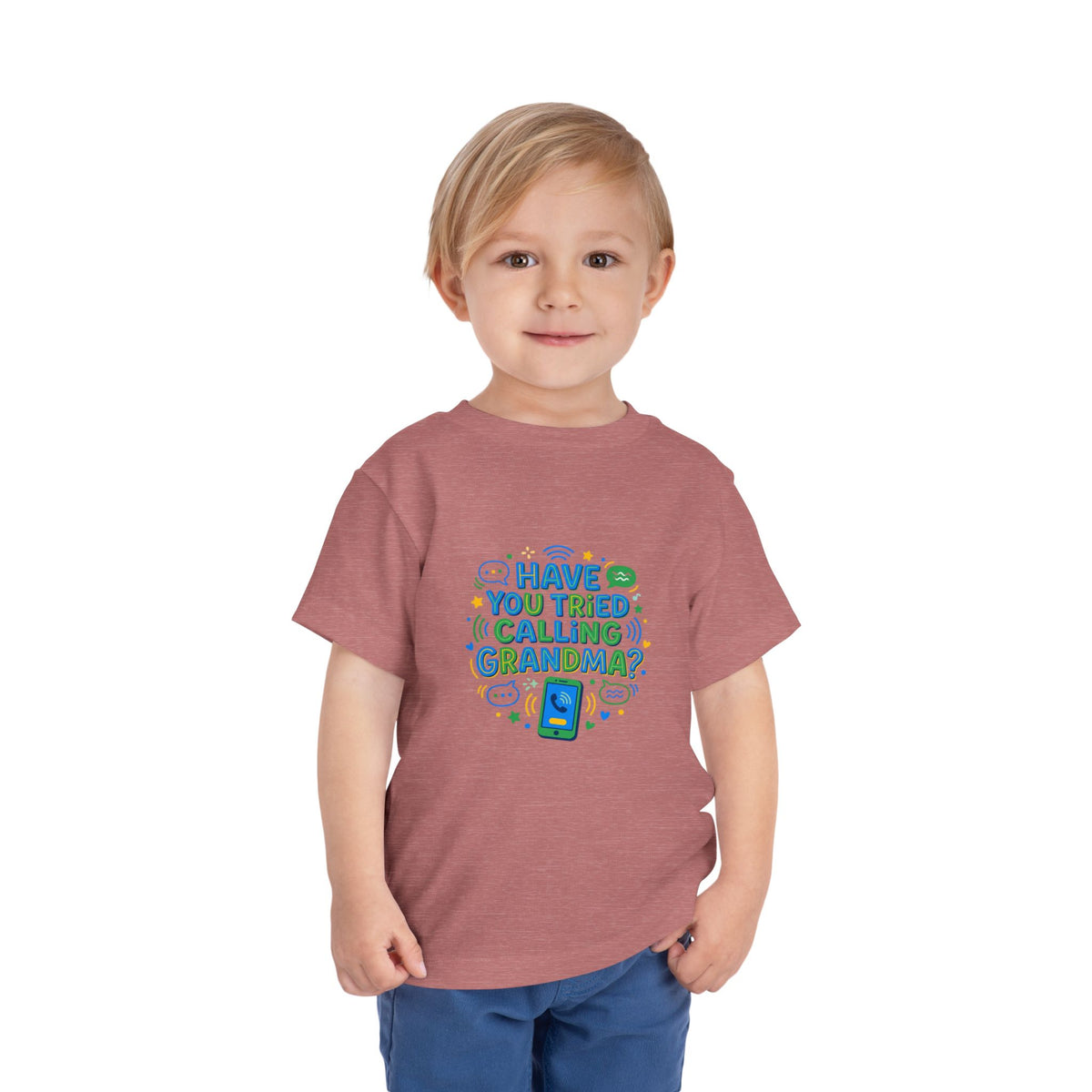 Toddler Tee Shirt— "Have You Tried Calling Grandma?" Cute Phone Graphic