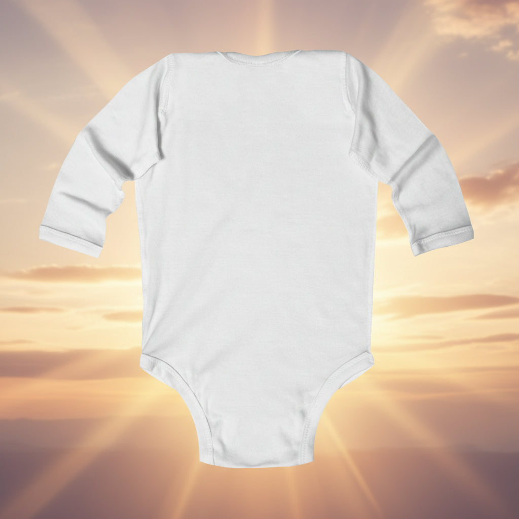 Infant Long Sleeve Bodysuit - "Holy Calm" Gold Holiday Baby Onesie