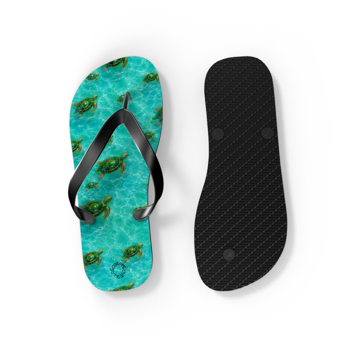 Sea Turtle Flip Flops — Tropical Ocean Pattern Beach Sandals