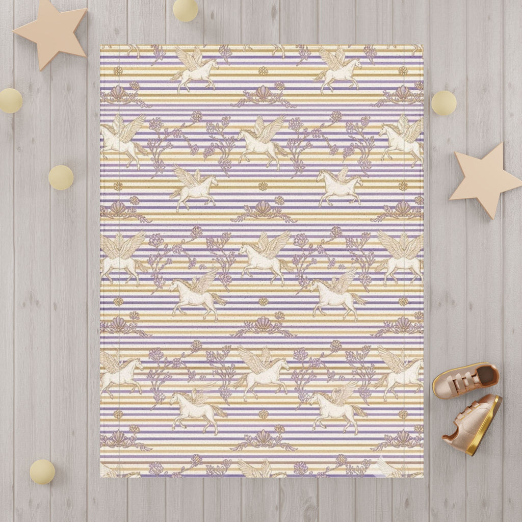Toddler Blanket — Pastel Pegasus & Stars Striped Baby Throw