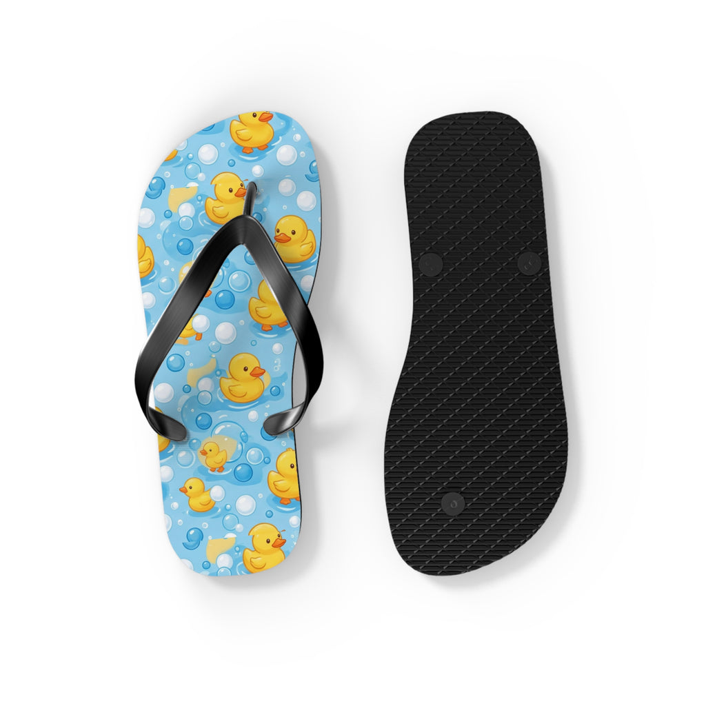Rubber Duck Pattern Flip Flops – Cute Blue Bubble Beach Sandals