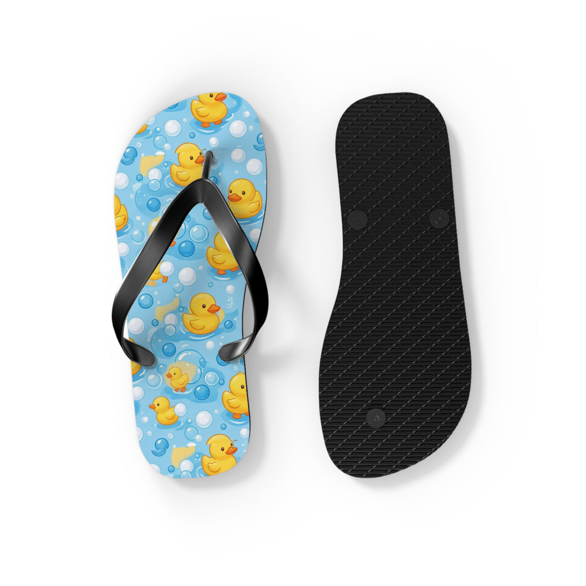 Rubber Duck Pattern Flip Flops – Cute Blue Bubble Beach Sandals