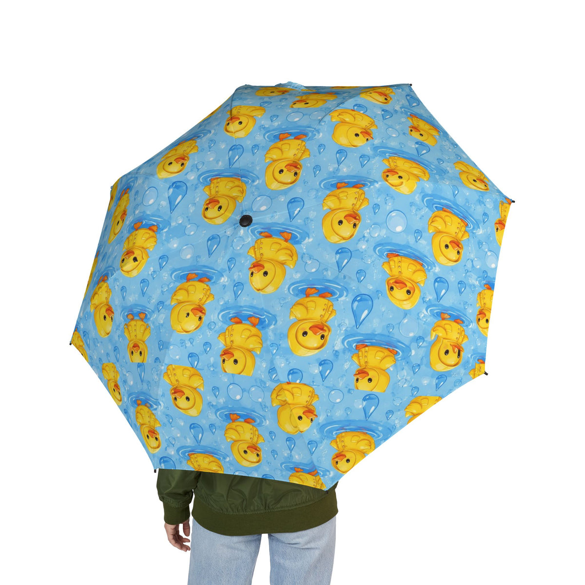 Yellow Duck Pattern Foldable Umbrella-Waterproof Compact Umbrella