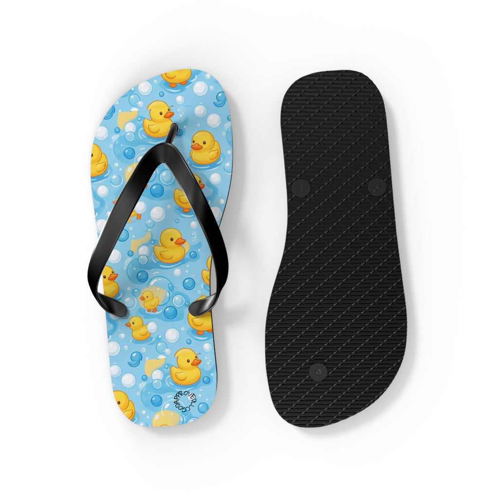 Rubber Duck Pattern Flip Flops – Cute Blue Bubble Beach Sandals