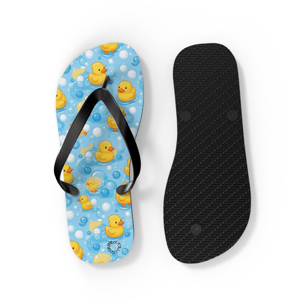 Rubber Duck Pattern Flip Flops – Cute Blue Bubble Beach Sandals