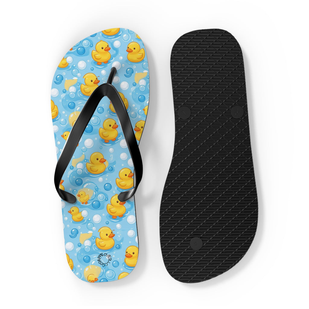 Rubber Duck Pattern Flip Flops – Cute Blue Bubble Beach Sandals