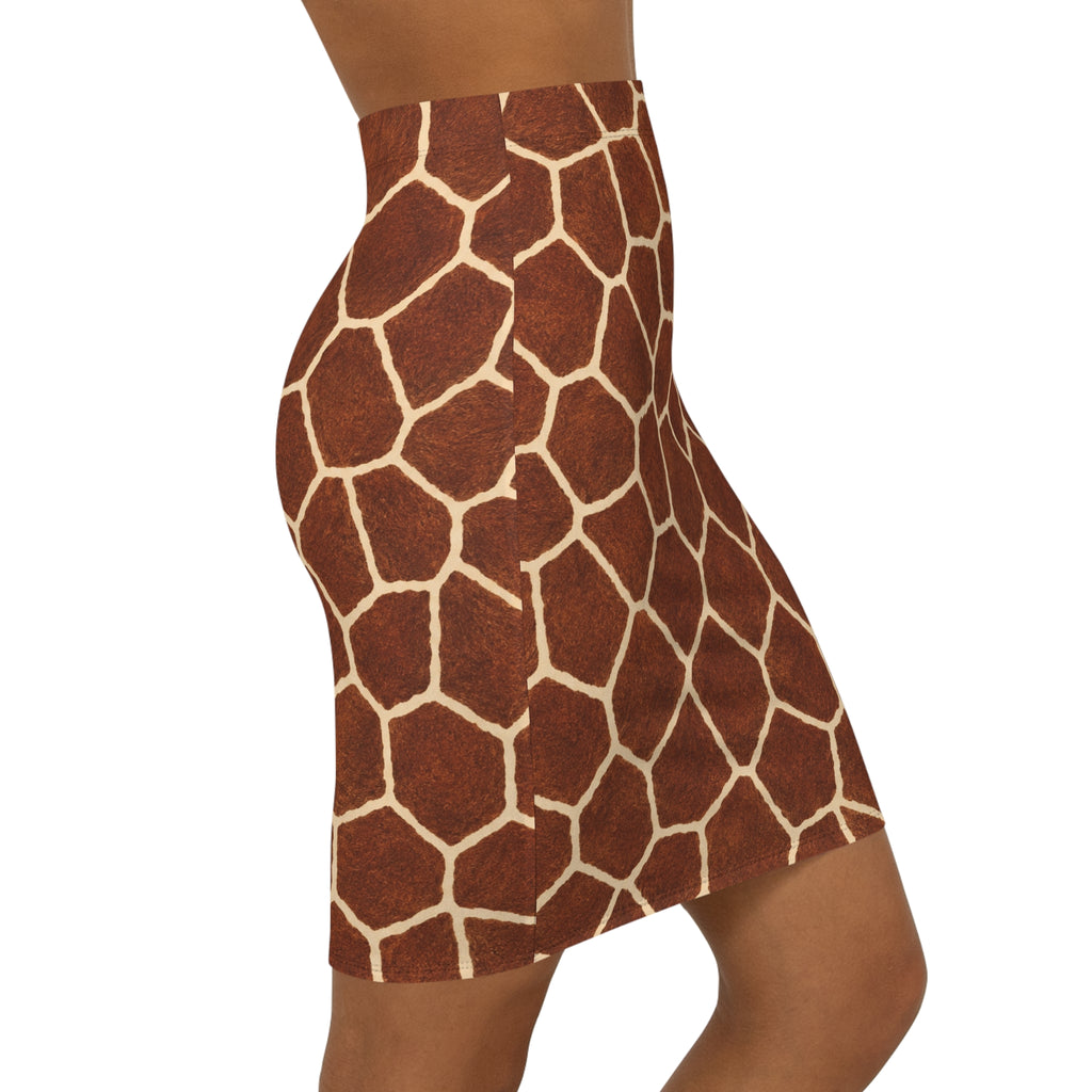 Giraffe Print Pencil Skirt — Mid‑Waist