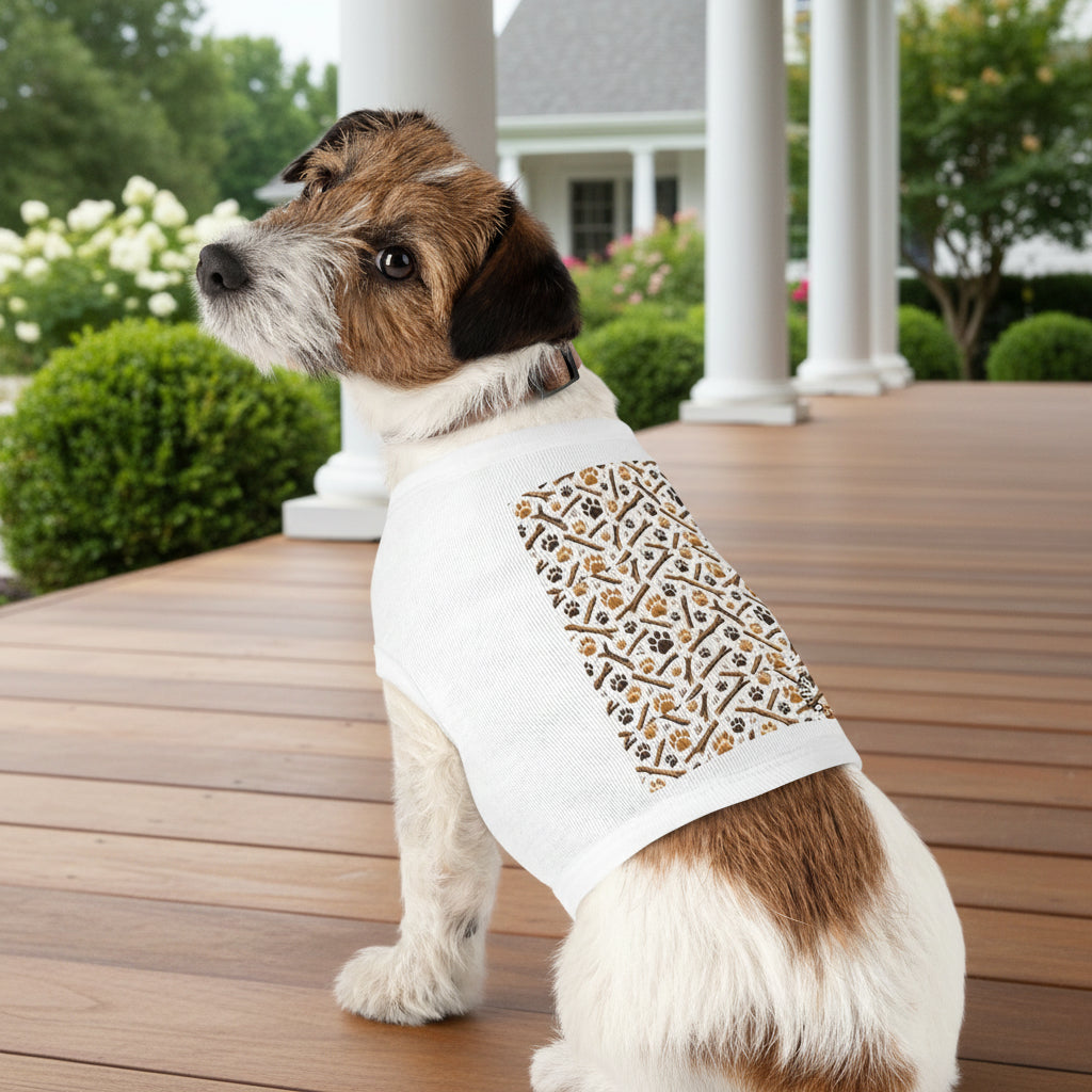 Paw Print & Bone Pattern Pet Tank Top — Cute Dog Shirt