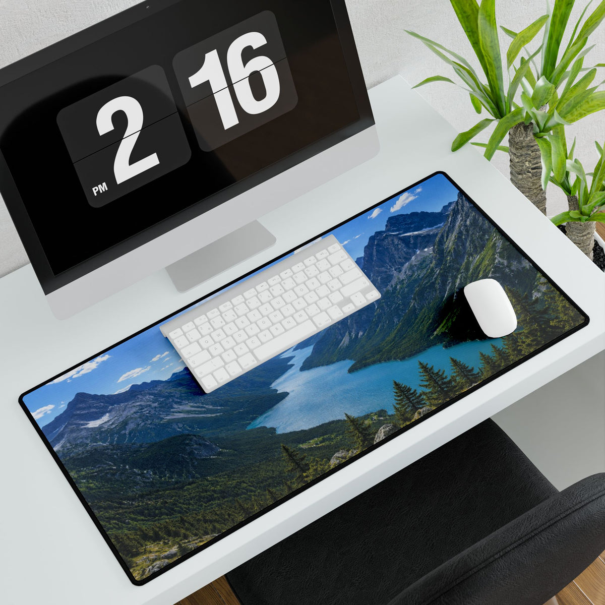 Mountain Lake Desk Mat — Scenic Desk Pad for Home Office & Gaming