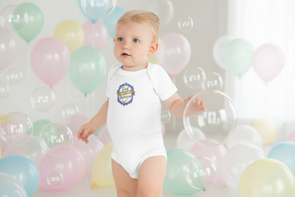 Baby Short Sleeve Blue Ribbon Onesie