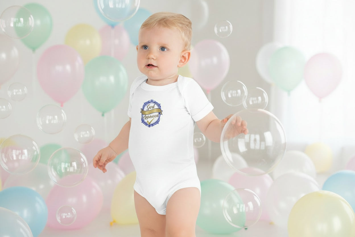 Baby Short Sleeve Blue Ribbon Onesie