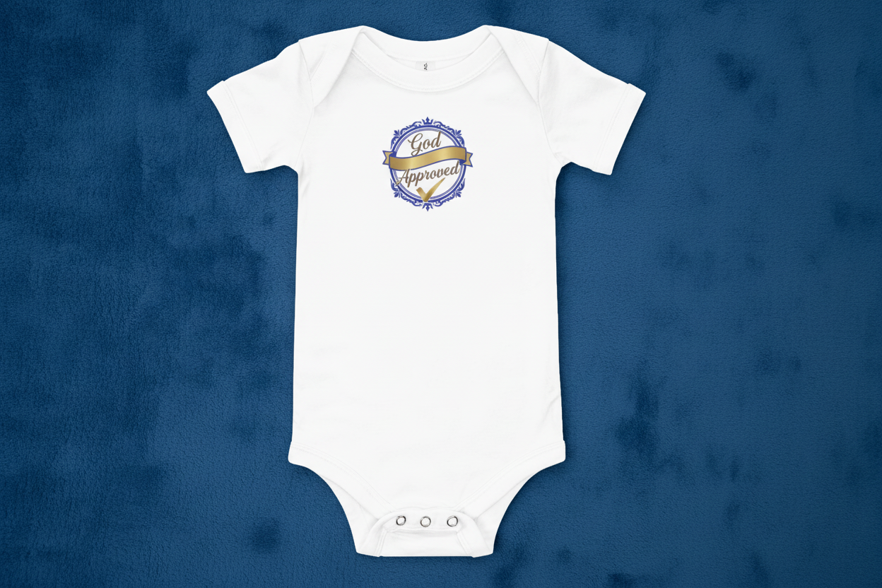 Baby Short Sleeve Blue Ribbon Onesie